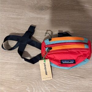 Patagonia Red Belt Bag with Orange and Aqua Accents